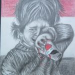 30 - Enfant pleurant - Crayon sur papier - 43x55 Est. 200 $